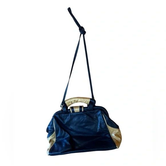 Rare Vintage Andre Nicole‎ Patriotic Gold US Flag Leather Crossbody Bowling Bag - Picture 5 of 9